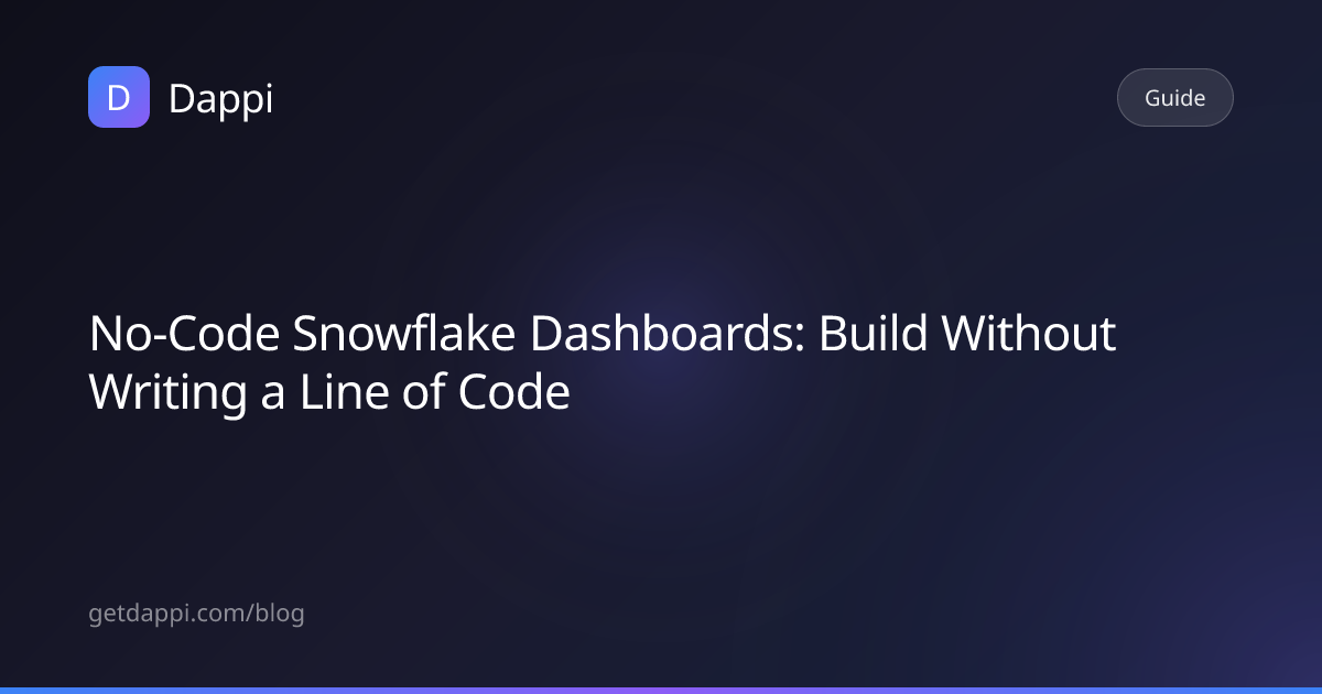 No-Code Snowflake Dashboards: Build Without Writing a Line of Code ...